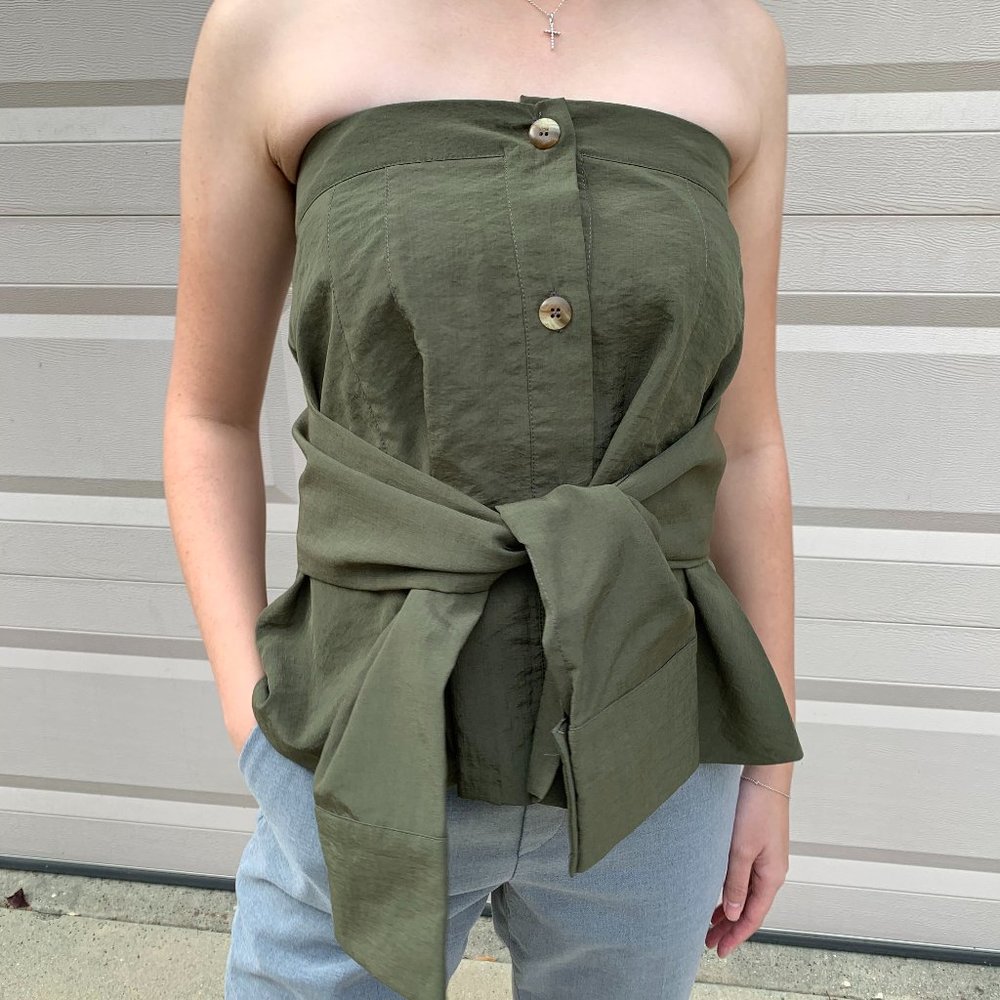 Bandeaux Army Green Strapless Top